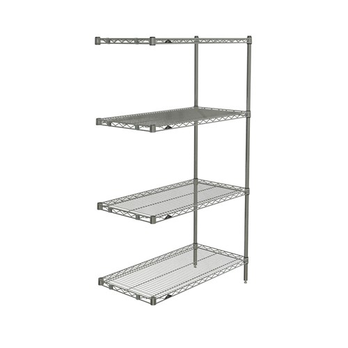 InterMetro Industries AN336BR Super Erecta 4-Shelf Industrial Wire Shelving Add-On Unit - Brite - 18" x 36" x 63"