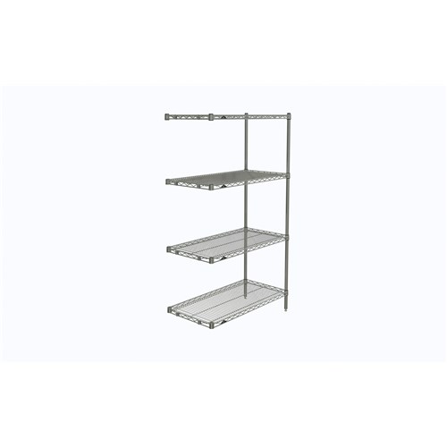 InterMetro Industries AN336C Super Erecta 4-Shelf Industrial Wire Shelving Add-On Unit - Chrome - 18" x 36" x 63"