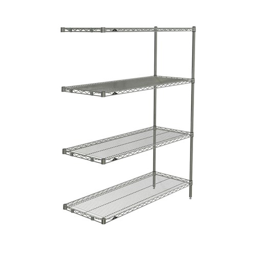 InterMetro Industries AN356BR Super Erecta 4-Shelf Industrial Wire Shelving Add-On Unit - Brite - 18" x 48" x 63"