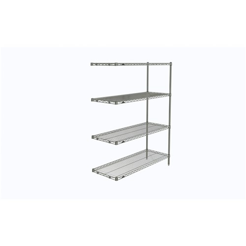 InterMetro Industries AN356C Super Erecta 4-Shelf Industrial Wire Shelving Add-On Unit - Chrome - 18" x 48" x 63"