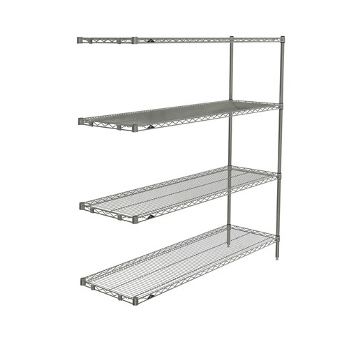 InterMetro Industries AN366BR Super Erecta 4-Shelf Industrial Wire Shelving Add-On Unit - Brite - 18" x 60" x 63"