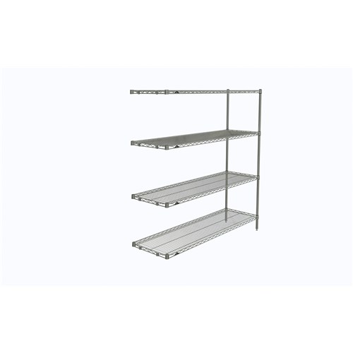 InterMetro Industries AN366C Super Erecta 4-Shelf Industrial Wire Shelving Add-On Unit - Chrome - 18" x 60" x 63"