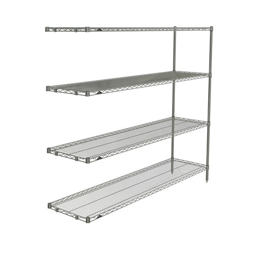 InterMetro Industries AN376BR Super Erecta 4-Shelf Industrial Wire Shelving Add-On Unit - Brite - 18" x 72" x 63"