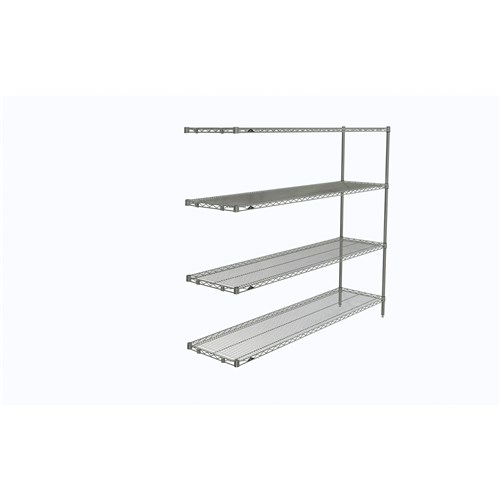 InterMetro Industries AN376C Super Erecta 4-Shelf Industrial Wire Shelving Add-On Unit - Chrome - 18" x 72" x 63"