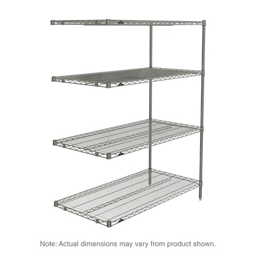 InterMetro Industries AN446BR Super Erecta 4-Shelf Industrial Wire Shelving Add-On Unit - Brite - 21" x 42" x 63"