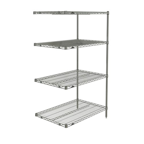 InterMetro Industries AN536BR Super Erecta 4-Shelf Industrial Wire Shelving Add-On Unit - Brite - 24" x 36" x 63"