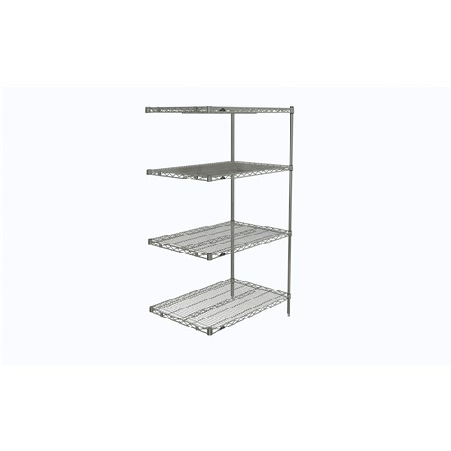 InterMetro Industries AN536C Super Erecta 4-Shelf Industrial Wire Shelving Add-On Unit - Chrome - 24" x 36" x 63"