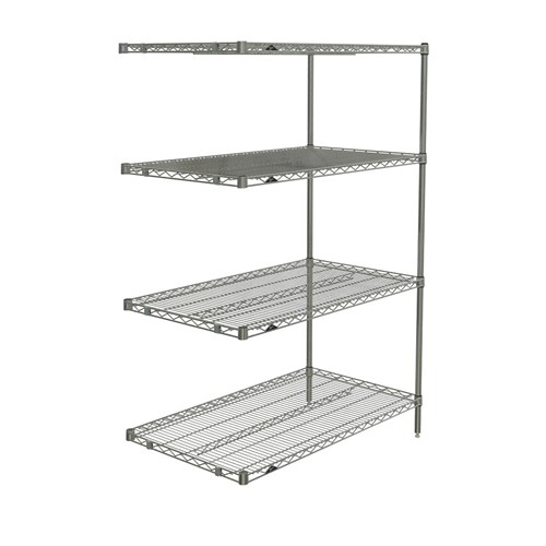 InterMetro Industries AN546BR Super Erecta 4-Shelf Industrial Wire Shelving Add-On Unit - Brite - 24" x 42" x 63"