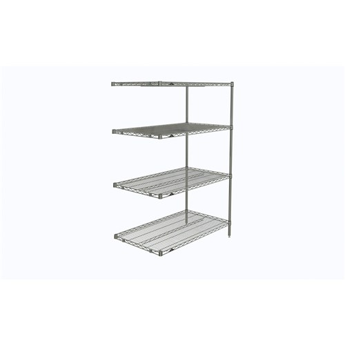 InterMetro Industries AN546C Super Erecta 4-Shelf Industrial Wire Shelving Add-On Unit - Chrome - 24" x 42" x 63"