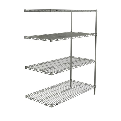 InterMetro Industries AN556BR Super Erecta 4-Shelf Industrial Wire Shelving Add-On Unit - Brite - 24" x 48" x 63"