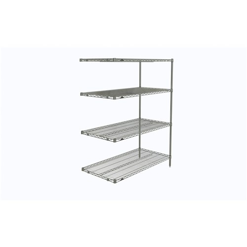 InterMetro Industries AN556C Super Erecta 4-Shelf Industrial Wire Shelving Add-On Unit - Chrome - 24" x 48" x 63"