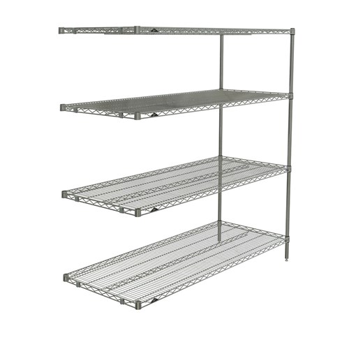 InterMetro Industries AN566BR Super Erecta 4-Shelf Industrial Wire Shelving Add-On Unit - Brite - 24" x 60" x 63"