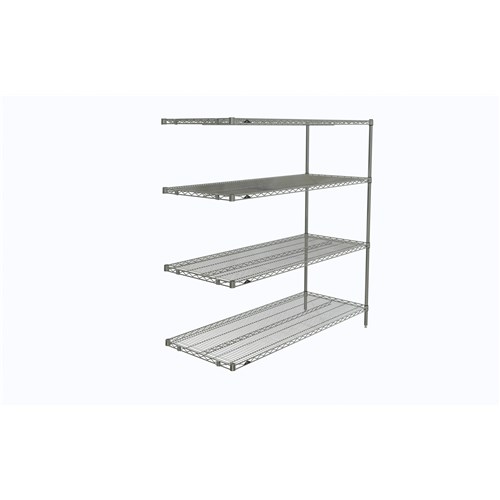 InterMetro Industries AN566C Super Erecta 4-Shelf Industrial Wire Shelving Add-On Unit - Chrome - 24" x 60" x 63"