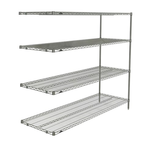 InterMetro Industries AN576BR Super Erecta 4-Shelf Industrial Wire Shelving Add-On Unit - Brite - 24" x 72" x 63"