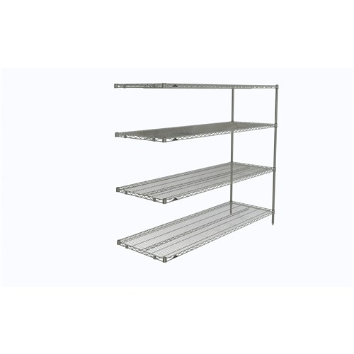 InterMetro Industries AN576C Super Erecta 4-Shelf Industrial Wire Shelving Add-On Unit - Chrome - 24" x 72" x 63"