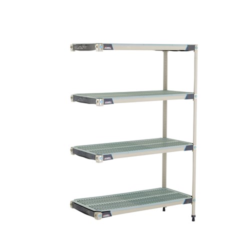 InterMetro Industries AX346GX3 AX346GX3 4-Shelf Plastic Industrial Shelving Add-On Unit - 18" x 42" x 63"