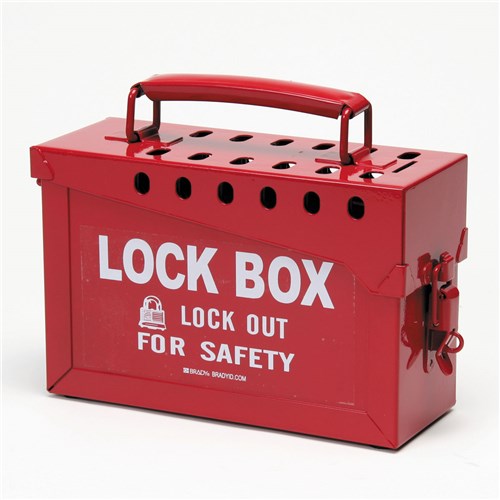 Brady 65699 - Portable Metal Lock Box - 6" H x 9" W x 3.5" D - Red