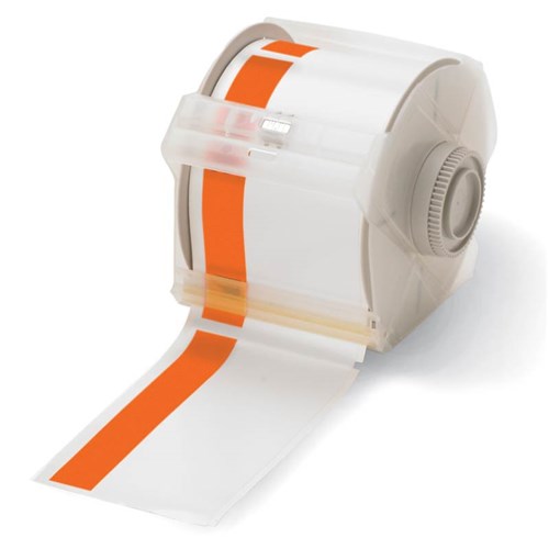 Brady 113156 - B-595 GlobalMark® Indoor/Outdoor Vinyl Tape - 2.25"/0.5" Stripe x 100' - White/Orange