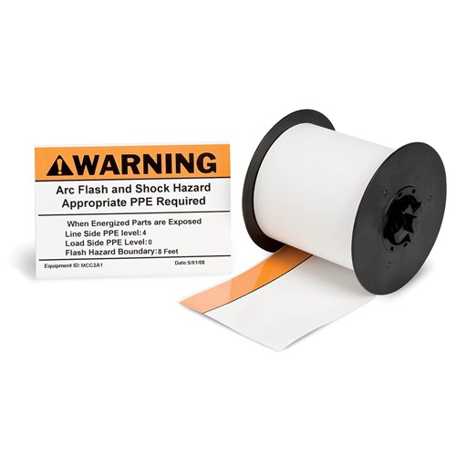 Brady 113228 - B-595 MiniMark™ Preprinted Striped Indoor/Outdoor Vinyl Tape - 2.25" x 100' - White w/Orange Stripe