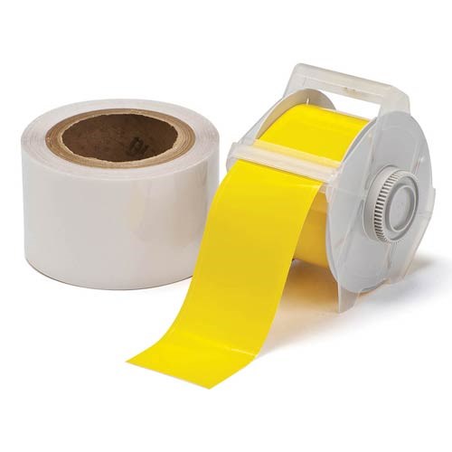 Brady 142161 - B-483 GlobalMark® Toughstripe Label w/Over Laminate Polyester - 2.25" x 100' - Yellow/Clear