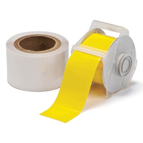 Brady 142162 - B-483 GlobalMark® Toughstripe Label w/Over Laminate Polyester - 1.125" x 100' - Yellow/Clear