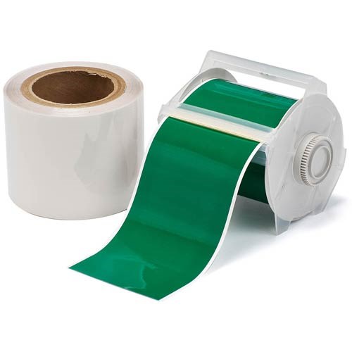 Brady 142173 - B-483 GlobalMark® Toughstripe Label w/Over Laminate Polyester - 4" x 100' - Green/Clear