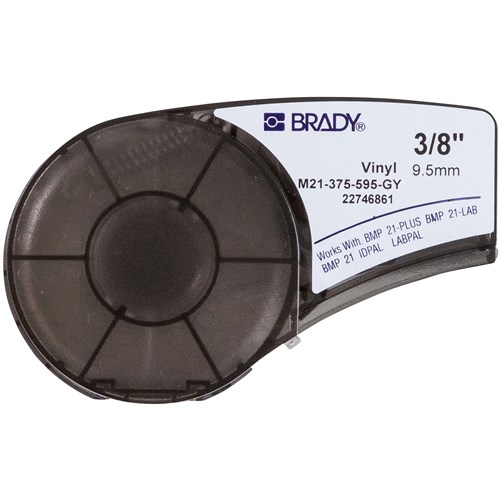 Brady M21-375-595-GY - B-595 M21 Series Label Cartridge - 21' x 0.375" - Black/Gray