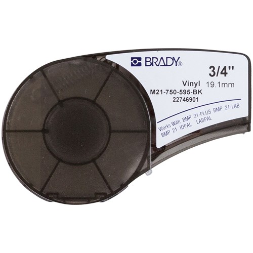 Brady M21-750-595-BK - B-595 M21 Series Label Cartridge - 21' x 0.75" - White/Black