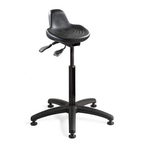 Bevco 3505-BK - 3000 Series Backless Sit-Stand Stool - Polyurethane - 22"-32" - Mushroom Glides - Black