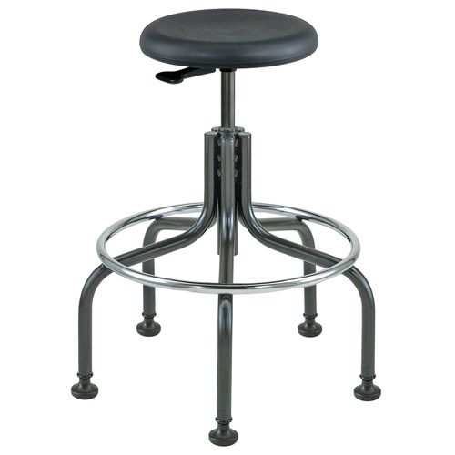 Bevco 3200-P-BK - Versa 3000 Series Backless Standard Stool - Polyurethane - 19"-24" - Mushroom Glides - Black