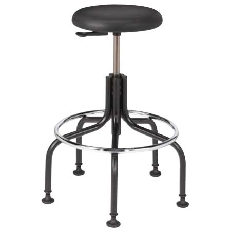 Bevco 3600-P-BK - Versa 3000 Series Backless Stool - Polyurethane - 23"-28" - Mushroom Glides - Black