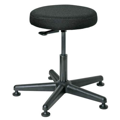 Bevco 3000-F-BK - Versa 3000 Series Backless Stool - Fabric - 16"-21" - Mushroom Glides - Black