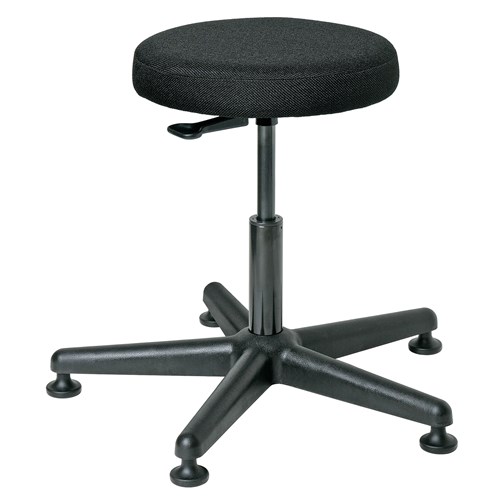 Bevco 3300-F-BK - Versa 3000 Series Backless Stool - Fabric - 20.5"-28" - Mushroom Glides - Black