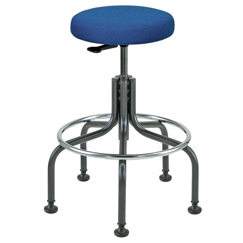 Bevco 3300-F-BL - Versa 3000 Series Backless Stool - Fabric - 20.5"-28" - Mushroom Glides - Blue