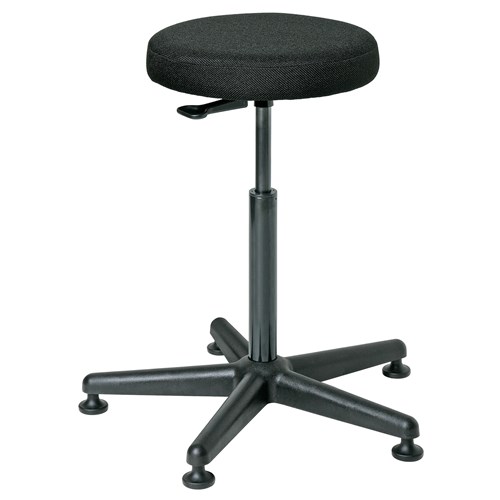 Bevco 3500-F-BK - Versa 3000 Series Backless Stool - Fabric - 23"-33" - Mushroom Glides - Black