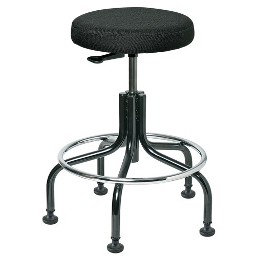 Bevco 3200-F-BK - Versa 3000 Series Backless Stool - Fabric - 20"-25" - Mushroom Glides - Black