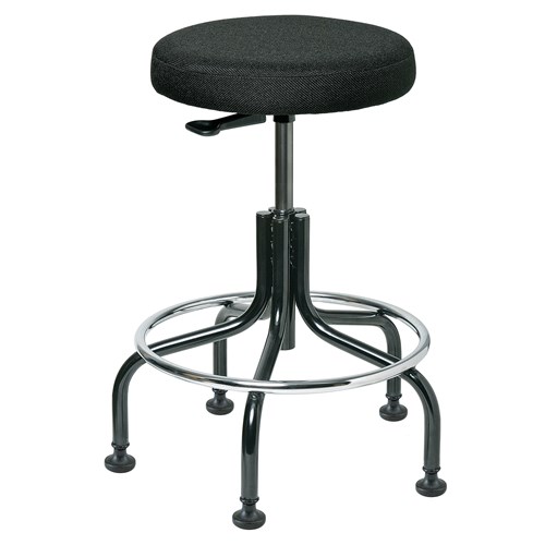 Bevco 3600-F-BK - Versa 3000 Series Backless Stool - Fabric - 24"-29" - Mushroom Glides - Black