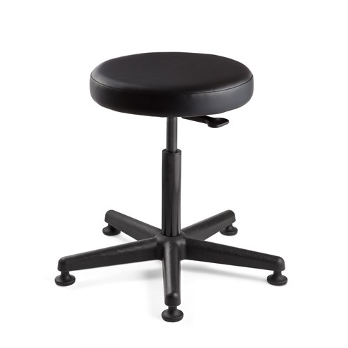 Bevco 3000-V-BK - Versa 3000 Series Backless Standard Stool - Vinyl - 16"-21" - Mushroom Glides - Black