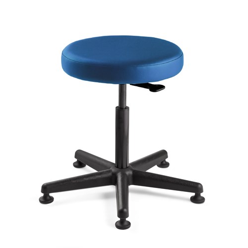 Bevco 3000-V-BL - Versa 3000 Series Backless Standard Stool - Vinyl - 16"-21" - Mushroom Glides - Blue