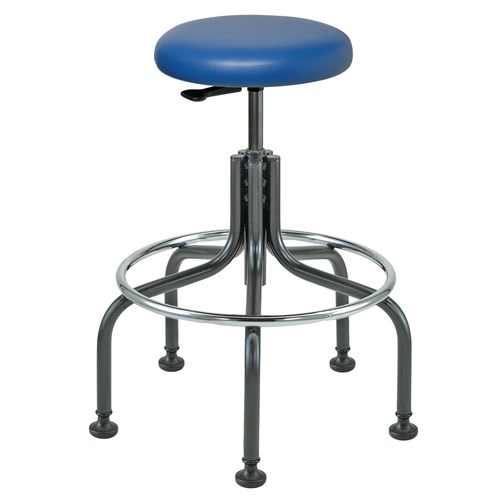 Bevco 3200-V-BL - Versa 3000 Series Backless Standard Stool - Vinyl - 20"-25" - Mushroom Glides - Blue