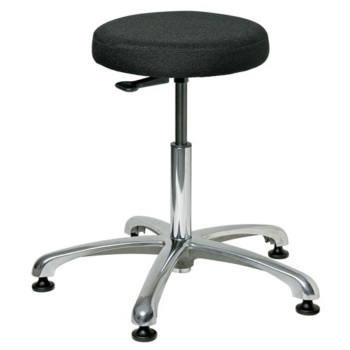 Bevco 3050-F-BK - Versa 3000 Silver Series Backless Laboratory Stool - Fabric - 16.5"-21.5" - Mushroom Glides - Black