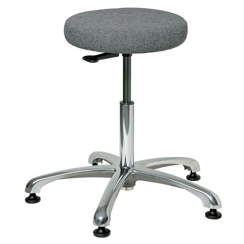 Bevco 3350-F-GY - Versa 3000 Silver Series Backless Laboratory Stool - Fabric - 19.5"-27" - Mushroom Glides - Gray