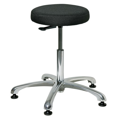 Bevco 3550-F-BK - Versa 3000 Silver Series Backless Laboratory Stool - Fabric - 21.5"-31.5" - Mushroom Glides - Black