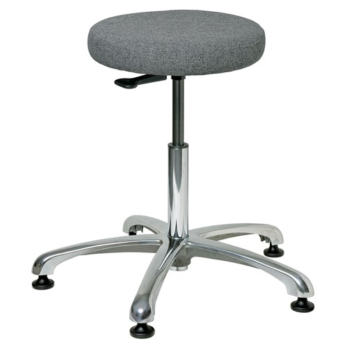 Bevco 3550-F-GY - Versa 3000 Silver Series Backless Laboratory Stool - Fabric - 21.5"-31.5" - Mushroom Glides - Gray