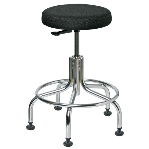 Bevco 3210-F-BK - Versa 3000 Silver Series Backless Laboratory Stool - Fabric - 20"-25" - Mushroom Glides - Black