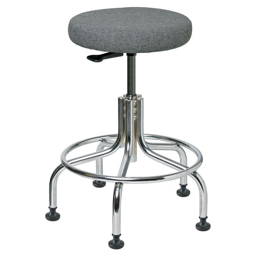 Bevco 3210-F-GY - Versa 3000 Silver Series Backless Laboratory Stool - Fabric - 20"-25" - Mushroom Glides - Gray