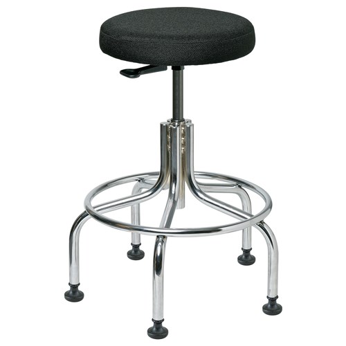 Bevco 3610-F-BK - Versa 3000 Silver Series Backless Laboratory Stool - Fabric - 24"-29" - Mushroom Glides - Black