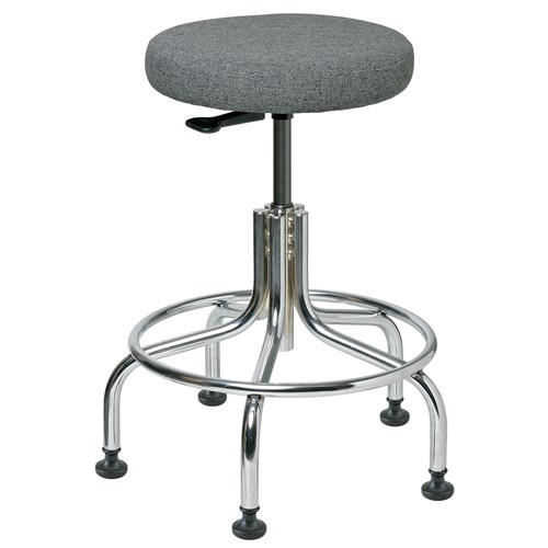 Bevco 3610-F-GY - Versa 3000 Silver Series Backless Laboratory Stool - Fabric - 24"-29" - Mushroom Glides - Gray