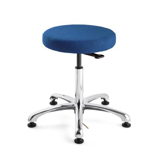 Bevco 3050E-F-BL - Versa-E 3000 Series Backless ESD-Safe Stool - Fabric - 15.5"-20.5" - ESD Mushroom Glides - Blue