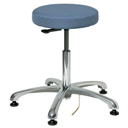 Bevco 3350E-F-BL - Versa-E 3000 Series Backless ESD-Safe Stool - Fabric - 18.5"-26" - ESD Mushroom Glides - Blue